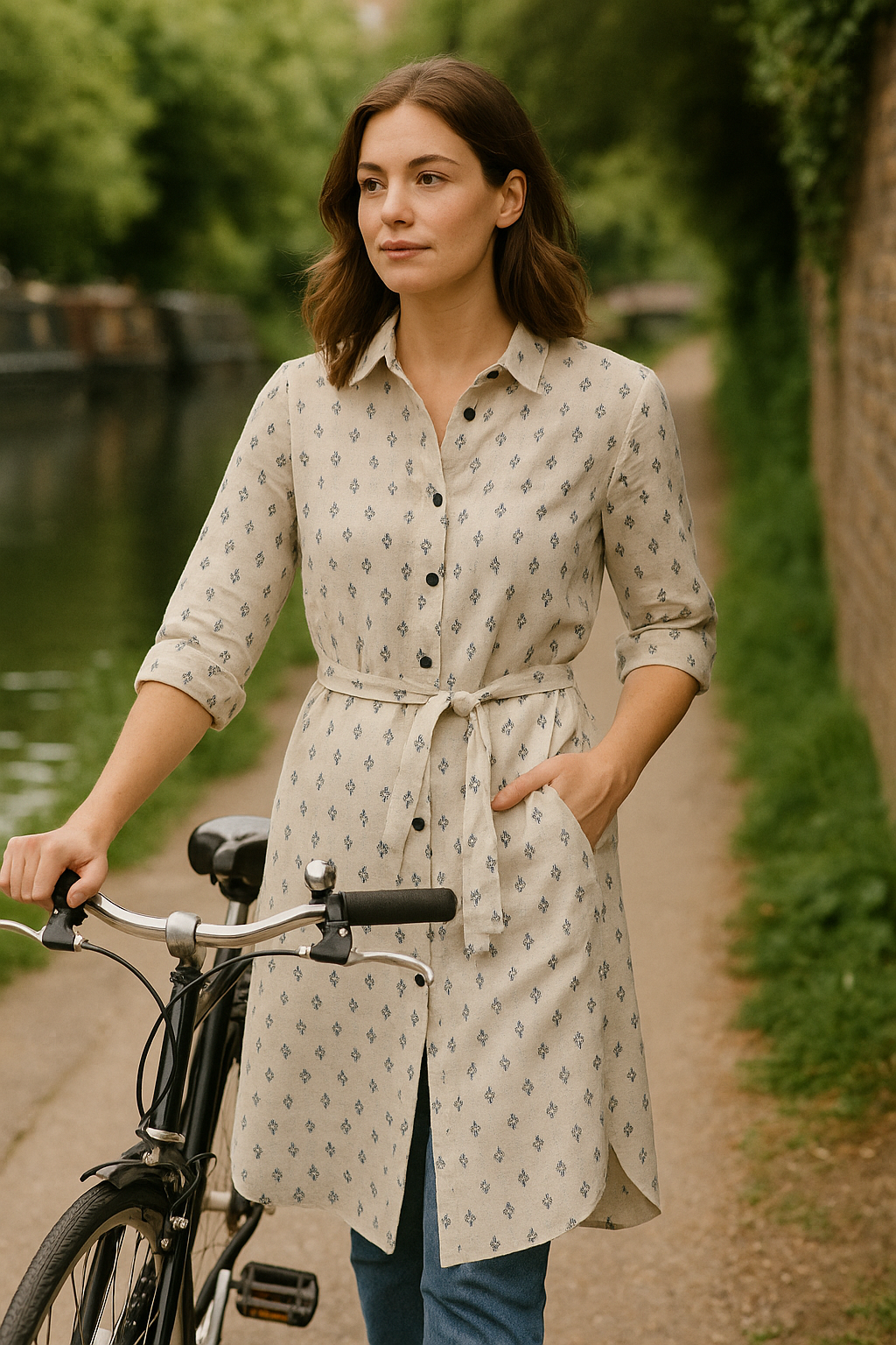 Hackney Block-Print Shirt Dress