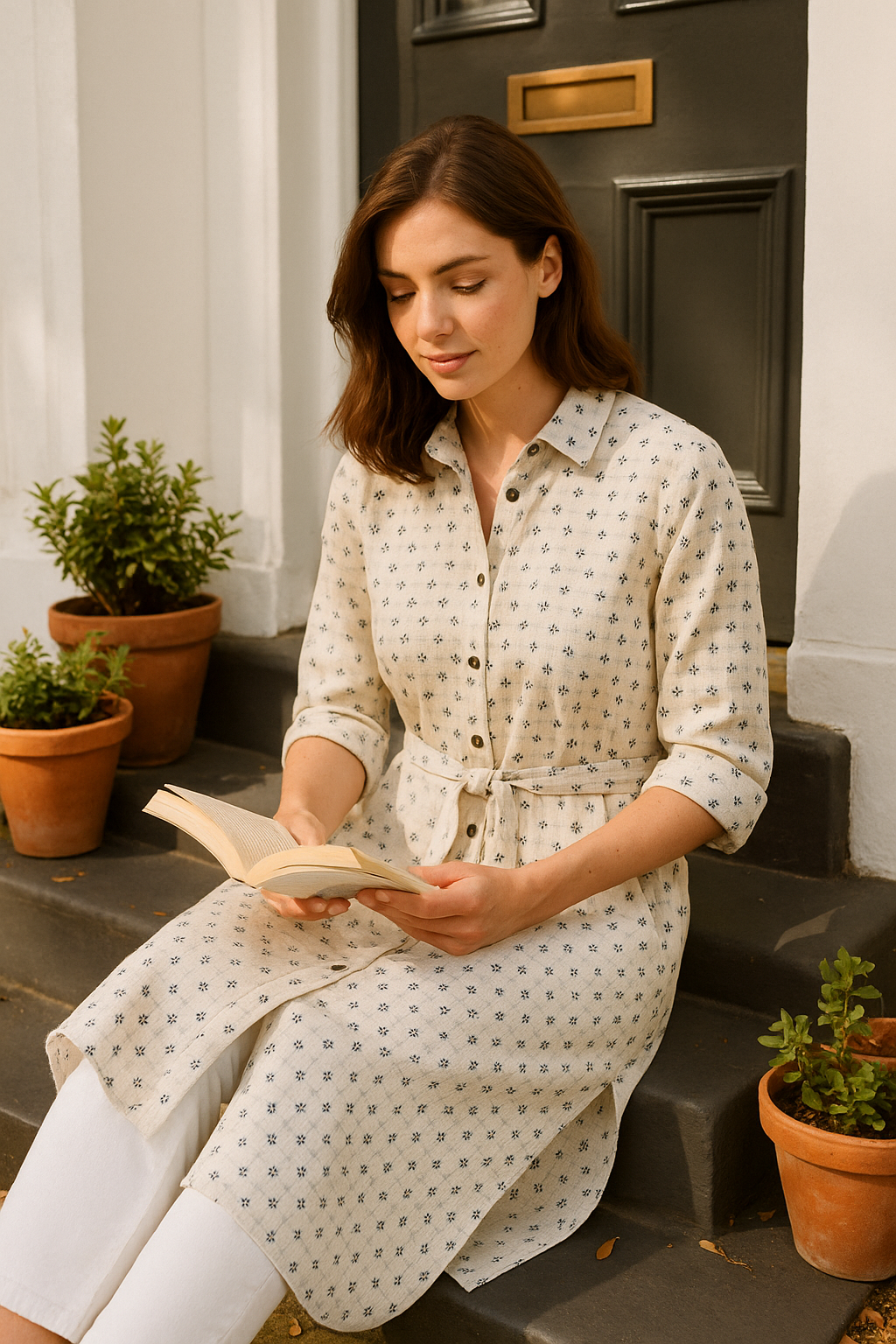 Hackney Block-Print Shirt Dress