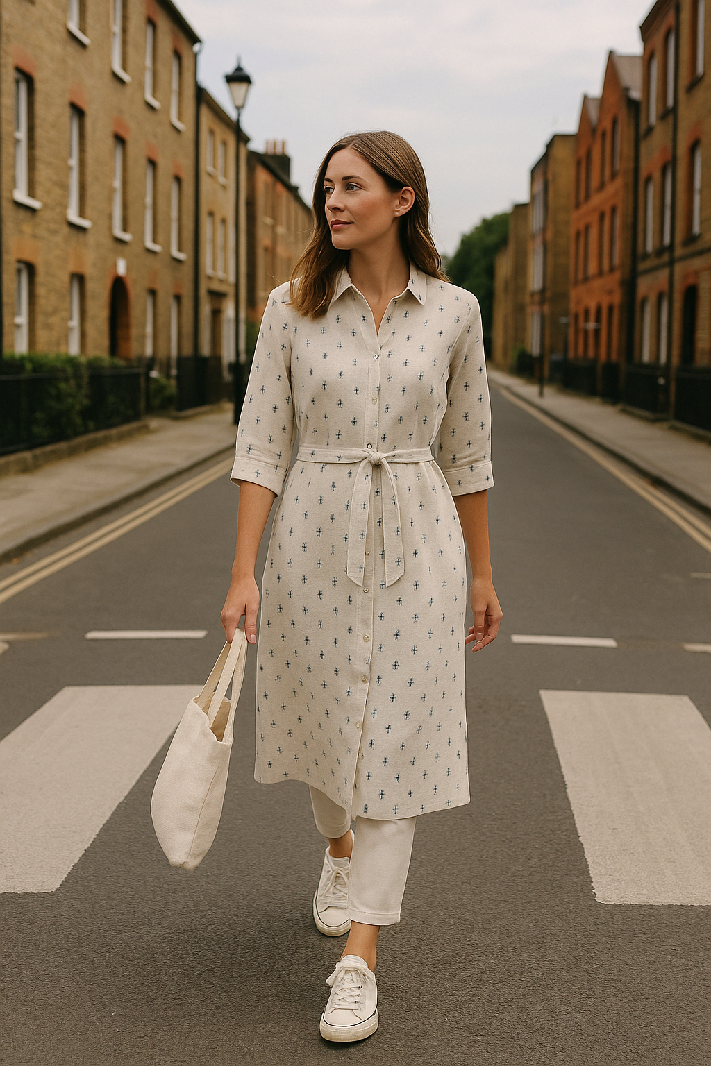 Hackney Block-Print Shirt Dress