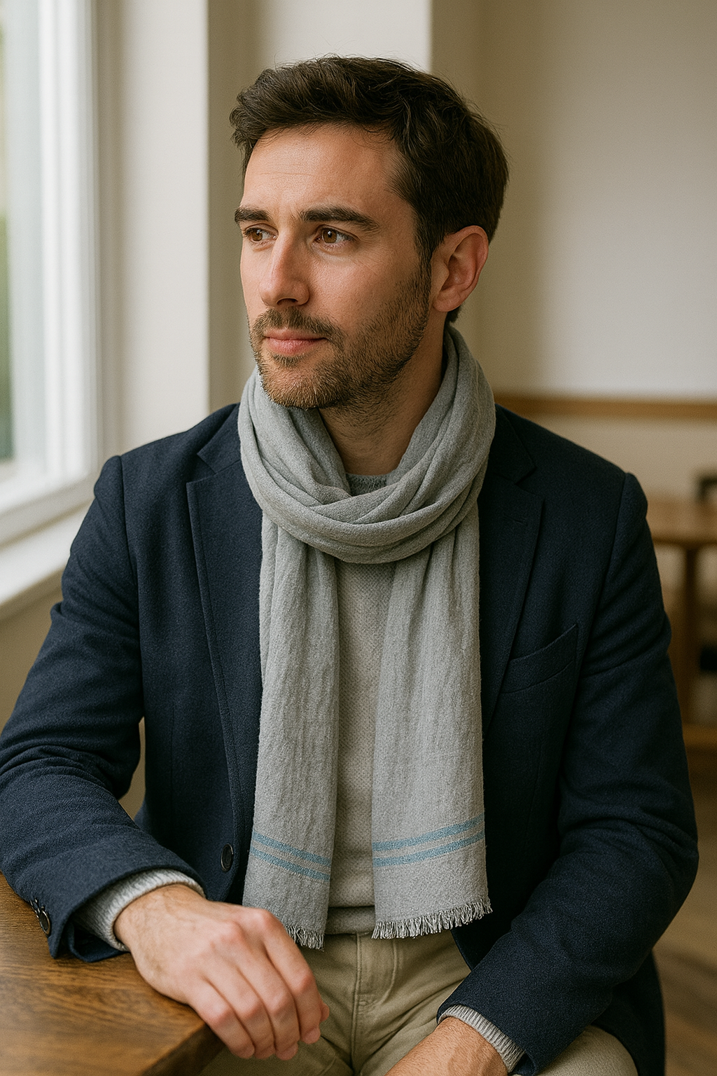 Cambridge Mist Linen Scarf