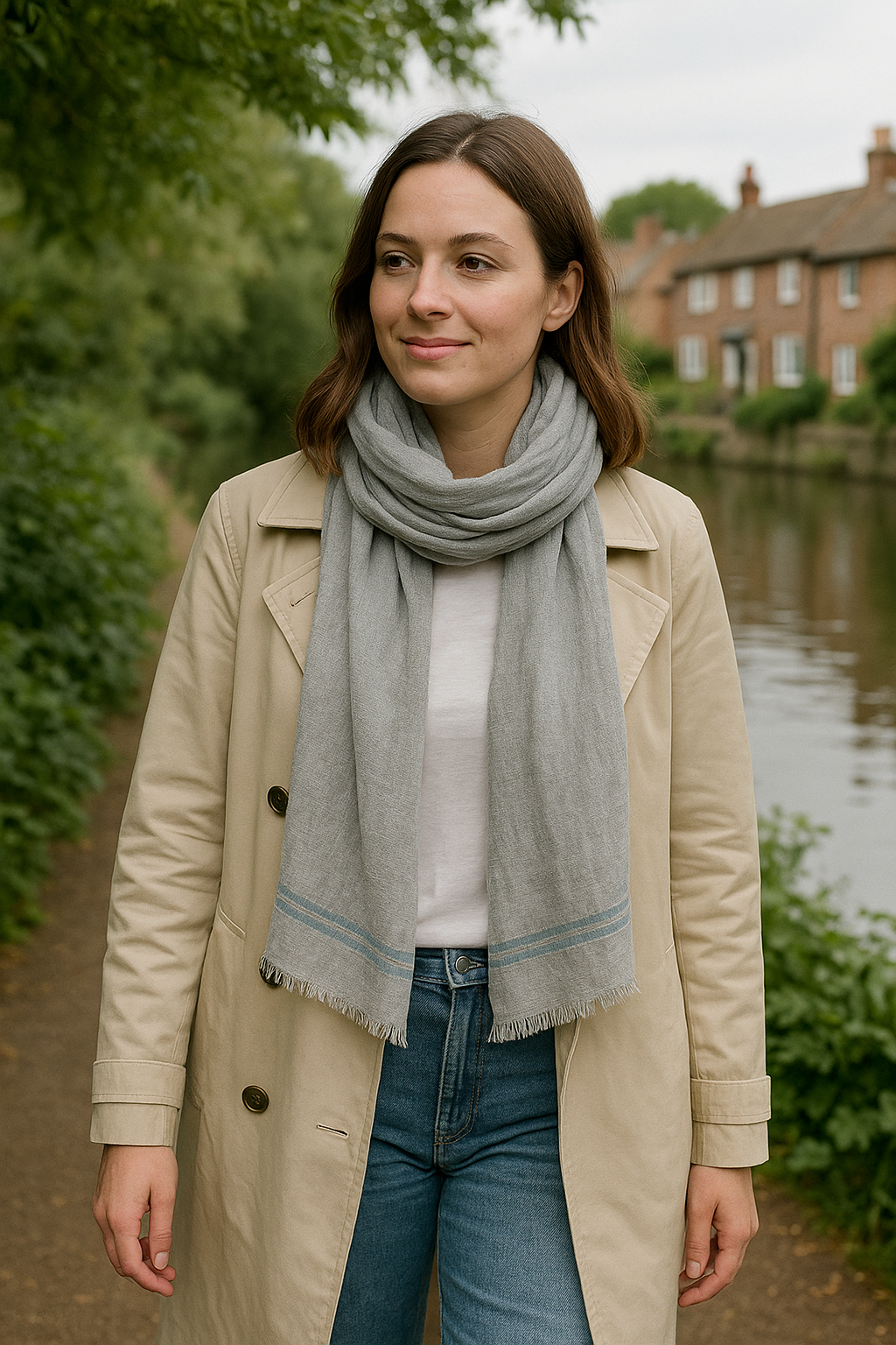 Cambridge Mist Linen Scarf