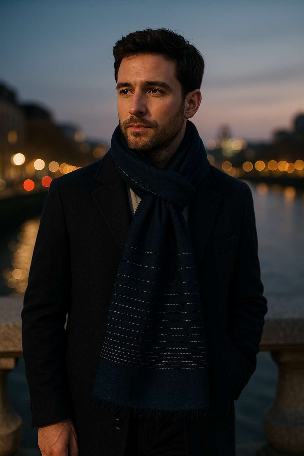 Thames Evening Silk-Wool Scarf